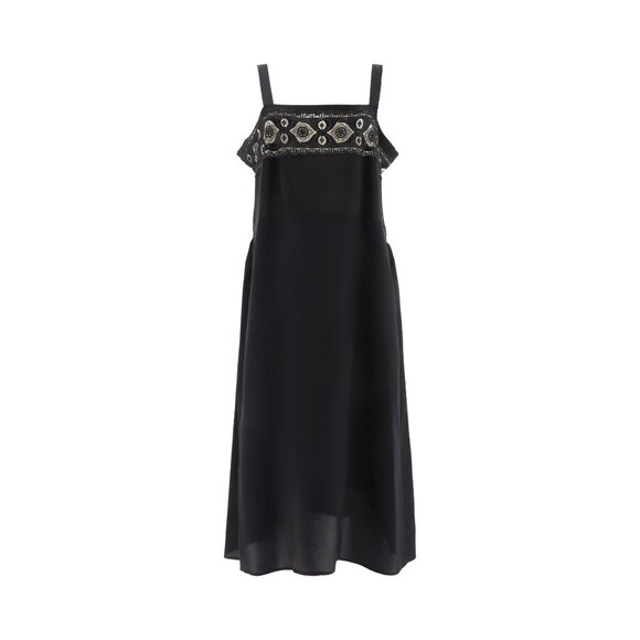 ワンピース Maison Margiela Embroidered dress (S51DD0009 S76578900) Black Embroidery Fringe Midi Dress | Maison Margiela